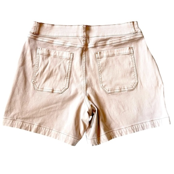 Spanx cotton stretch light peach tan front pocket high waist shorts size large - Picture 2 of 5